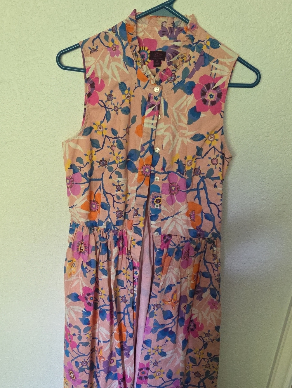 J.Crew Liberty Of London Pavilion Sleeveless Pink Floral Button-Front Midi Dress